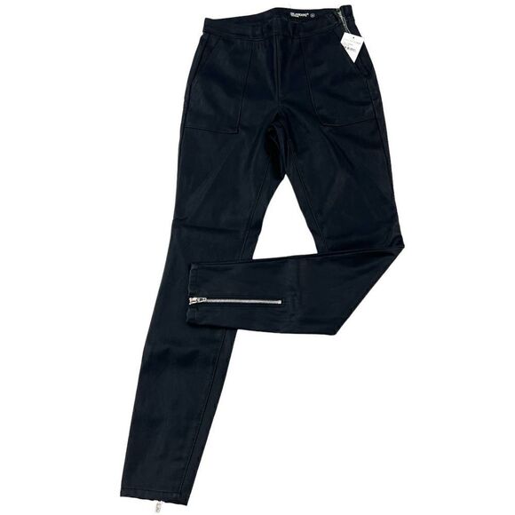 New Blanknyc Women Black Slim Pants Faux Leather Leggings Zipper Back US 25 - Picture 2 of 11